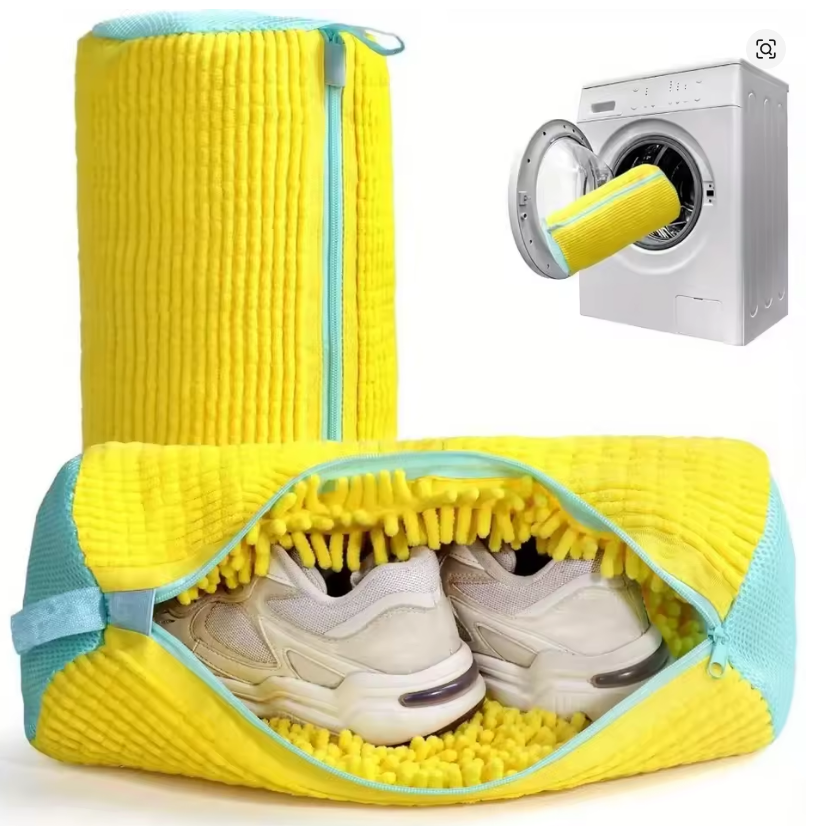 shoe washing bag, protective padded net for fluffy fibers, polyester, machine washable